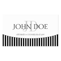 Attorney Monogram B/W Stripes Business Card Template