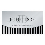 Attorney Monogram B/W Stripes Platinum Business Cards