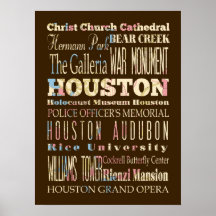 Attraction & Famous Places of Houston,Texas Print