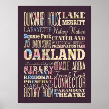 Attraction & Famous Places of Oakland, California Print