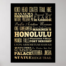 Attractions et endroits célèbres de Honolulu, Hawa Affiches