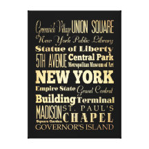 Attractions & Famous Places of  New York Canvas Print
