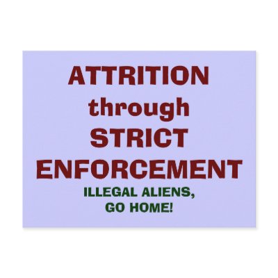 ATTRITION through STRICT ENFORCEMENT!!! Postcard by folkartblonde
