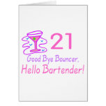Au revoir barman du videur 21 bonjour (rose) cartes de vœux