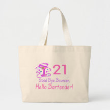 Au revoir barman du videur 21 bonjour (rose) sacs de toile