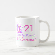 Au revoir barman du videur 21 bonjour (rose) mug à café