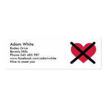 Aucun coeur de rouge d'amour cartes de visite personnelles