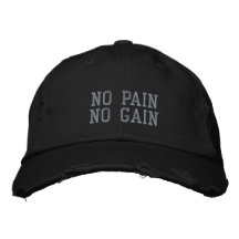 Aucune douleur aucun casquette affligé par gain chapeau brodé