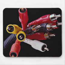 Audio cables in different colours mousepad