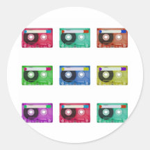 audio compact cassette round stickers