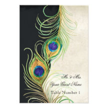 Audrey Jeanne Peacock Feather Black Damask Invite