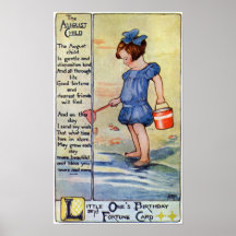 August Birthday Girl at the Beach Posters