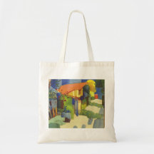 August Macke - House in Garden 1914 Waterolor Canvas Bag