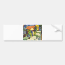 August Macke - House in Garden 1914 Waterolor Bumper Sticker