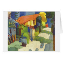August Macke - House in Garden 1914 Waterolor Greeting Cards