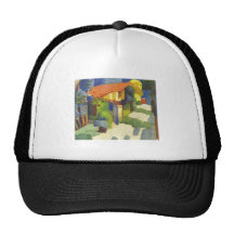 August Macke - House in Garden 1914 Waterolor Hat