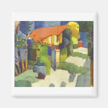 August Macke - House in Garden 1914 Waterolor Magnet
