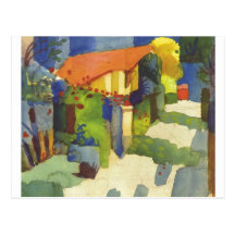 August Macke - House in Garden 1914 Waterolor Post Card
