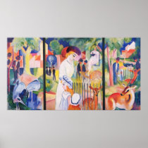August Macke - Large Zoo Garden Triptychon 1913