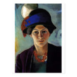 August Macke - Portrait Woman of Artist & Hat 1909 Post Cards