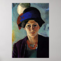 August Macke - Portrait Woman of Artist & Hat 1909