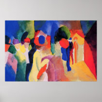 August Macke - With Yellow Jacket 1913 Watercolor