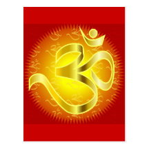 Aum or Om Symbol in yellows & reds Post Card