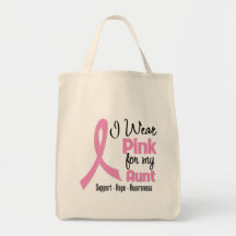 Aunt - I Wear Pink - Breast Cancer Canvas Bags