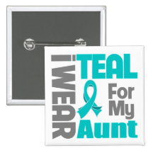 Aunt - Teal Ribbon Ovarian Cancer Support Pin