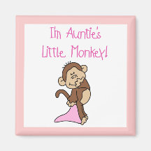 Auntie's Monkey - Pink Tshirts and Gifts Magnet