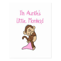 Auntie's Monkey - Pink Tshirts and Gifts Post Cards