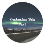 Aurora Borealis Night; Customizable Round Sticker
