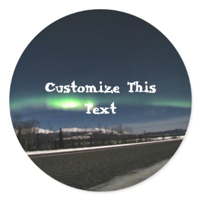 Aurora Borealis Night; Customizable Round Sticker by Picture_Imperfect