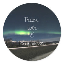 Aurora Borealis Night; Sweet Nothings Round Sticker