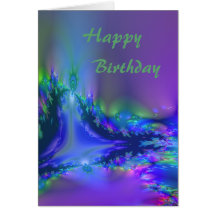 Aurora Fractal in purple and blue Birthday Card
