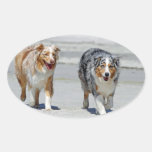Aussies - 1st Day of Summer Beach Stroll Oval Sticker