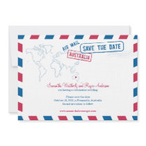 Australia Air Mail Wedding Save The Date Invite