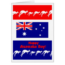 Australia Day Greeting Card, Flag and Kangaroos