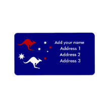Australia Kangaroo and Southern Cross design Address Label