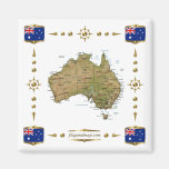 Australia Map + Flags Magnet
