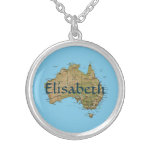 Australia Map + Name Necklace