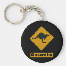 Australia Road Sign - Kangaroo Crossing Keychains