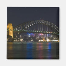 Australia, Sydney. Sydney harbour at night. Fridge Magnet