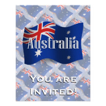 Australia Waving Flag Personalized Invitation