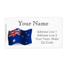 Australia Waving Flag Shipping Label