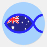 Australian Chirstian Fish Symbol Flag Round Stickers