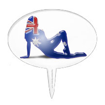 Australian Girl Silhouette Flag Cake Pick
