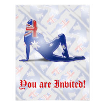 Australian Girl Silhouette Flag Custom Announcement