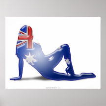 Australian Girl Silhouette Flag Poster