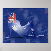 Australian Girl Silhouette Flag Poster